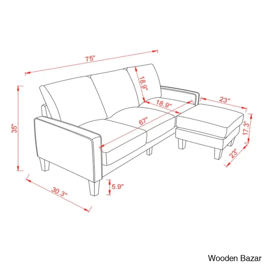 Antro Modern Beige L-Shaped Sofa With Ottoman In Stylish Living Room Furniture Fabric Upholsteryā