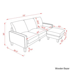 Antro Modern Beige L-Shaped Sofa With Ottoman In Stylish Living Room Furniture Fabric Upholsteryā