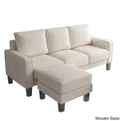 Antro Modern Beige L-Shaped Sofa With Ottoman In Stylish Living Room Furniture Fabric Upholsteryā