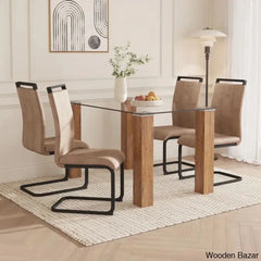 Archibald Luxury 4 Seater Glass Top Dining Set