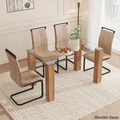 Archibald Luxury 4 Seater Glass Top Dining Set