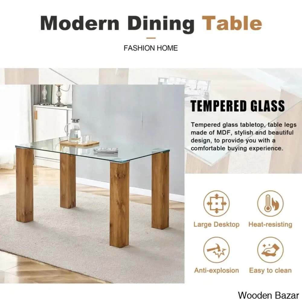 Archibald Luxury 4 Seater Glass Top Dining Set