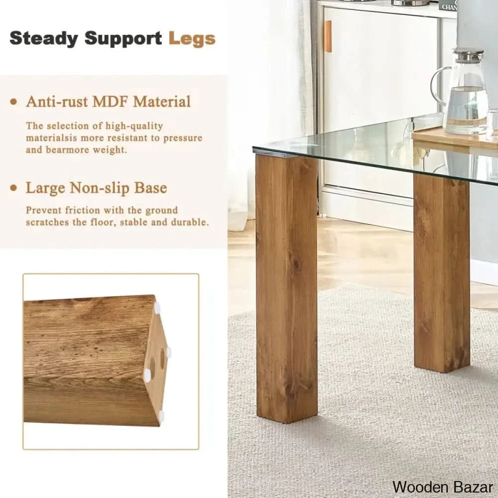 Archibald Luxury 4 Seater Glass Top Dining Set