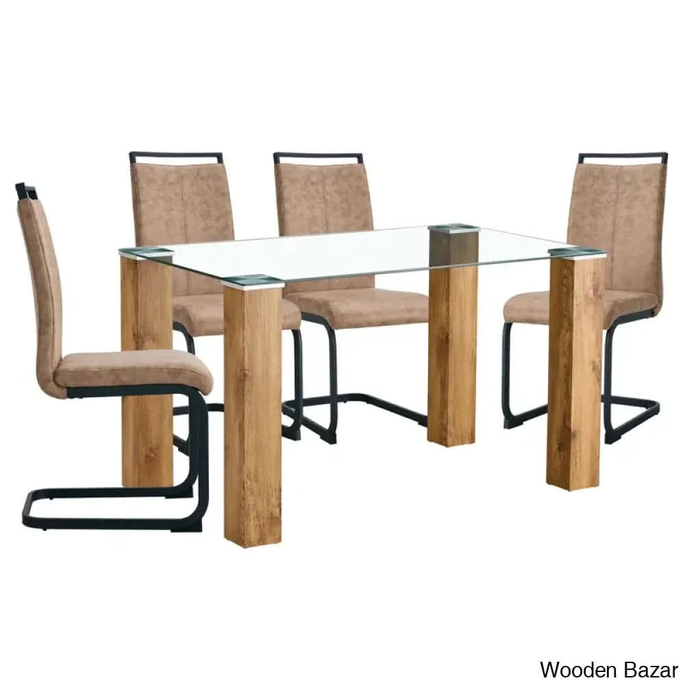 Archibald Luxury 4 Seater Glass Top Dining Set