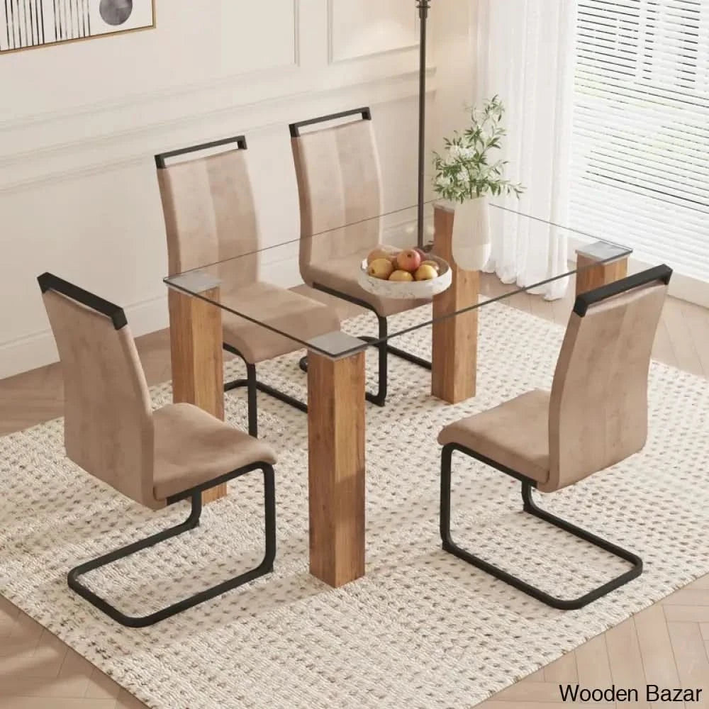 Archibald Luxury 4 Seater Glass Top Dining Set