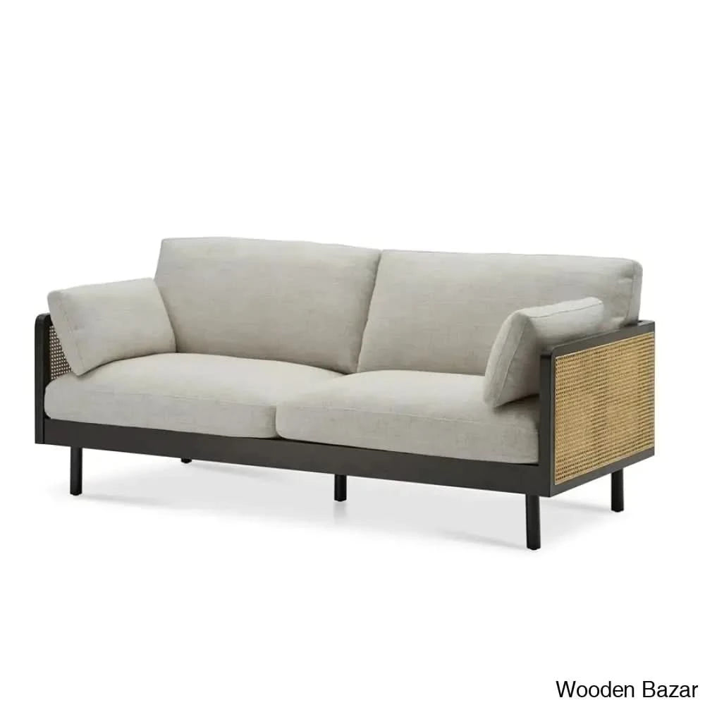 Arestic 3-Seater Rattan Cane Sofa Bed Couch In White Wash Finish