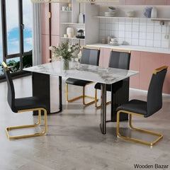 Arley 4 Seater Luxury Faux Marble Top Dining Table Set