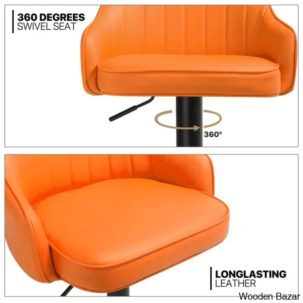 Arrianas Swivel Modern Kitchen Counter And Bar Stools Faux Leather Pub Chairs (Set Of 2)