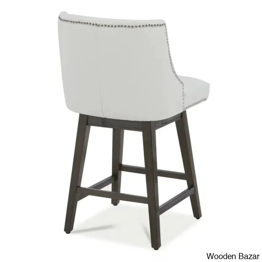 Arvellex Swivel Upholstered 26āā Counter Stool With Solid Wood Frame (Set Of 3)