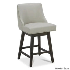 Arvellex Swivel Upholstered 26āā Counter Stool With Solid Wood Frame (Set Of 3)