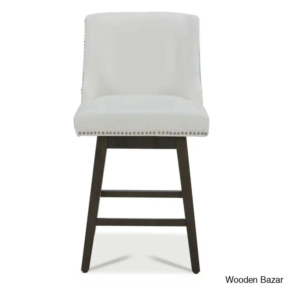 Arvellex Swivel Upholstered 26āā Counter Stool With Solid Wood Frame (Set Of 3)