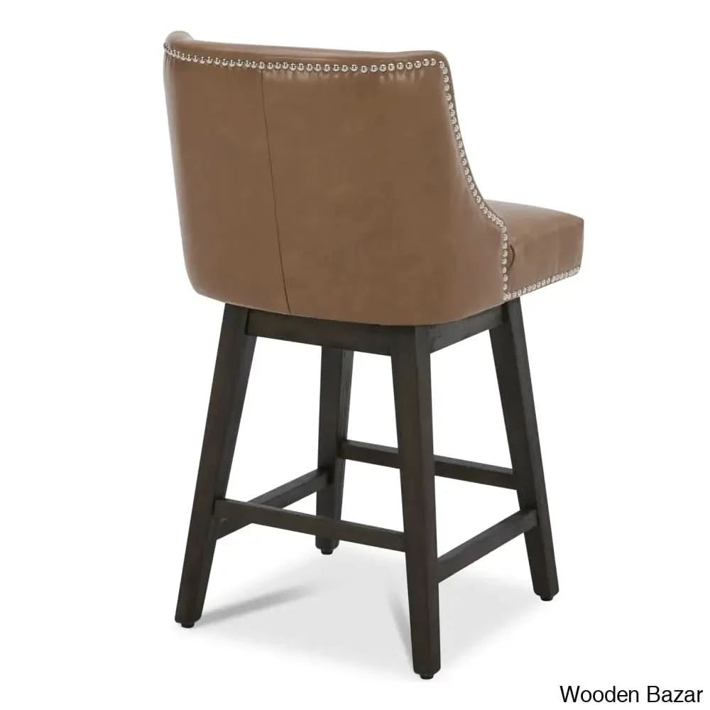 Arvellex Swivel Upholstered 26āā Counter Stool With Solid Wood Frame (Set Of 3)