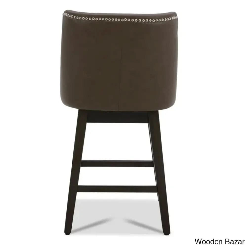 Arvellex Swivel Upholstered 26āā Counter Stool With Solid Wood Frame (Set Of 3)