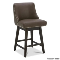Arvellex Swivel Upholstered 26āā Counter Stool With Solid Wood Frame (Set Of 3)