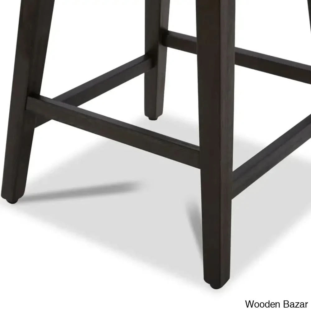 Arvellex Swivel Upholstered 26āā Counter Stool With Solid Wood Frame (Set Of 3)