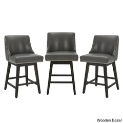 Arvellex Swivel Upholstered 26āā Counter Stool With Solid Wood Frame (Set Of 3)