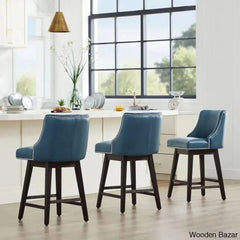 Arvellex Swivel Upholstered 26āā Counter Stool With Solid Wood Frame (Set Of 3)