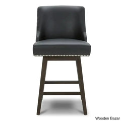 Arvellex Swivel Upholstered 26āā Counter Stool With Solid Wood Frame (Set Of 3)