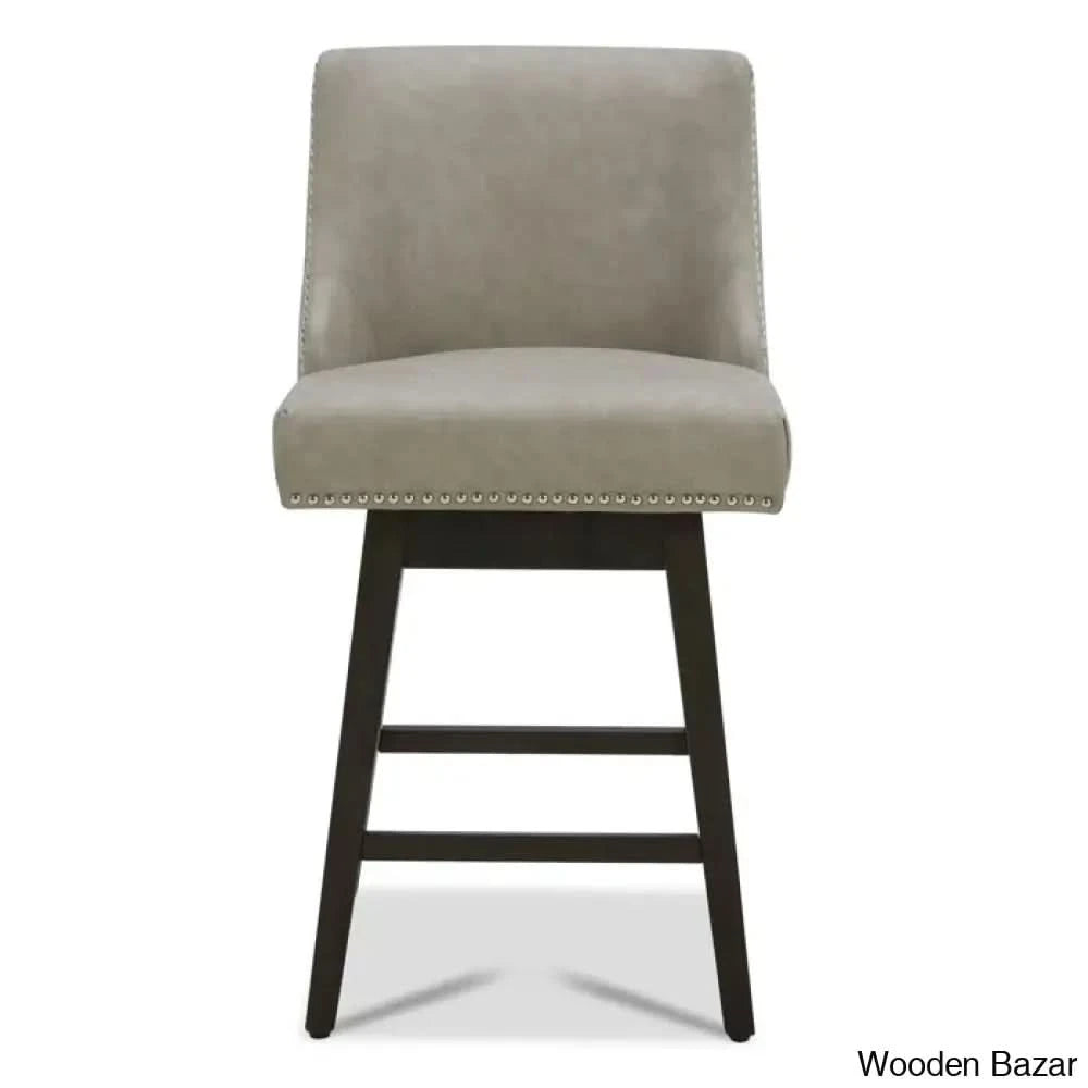 Arvellex Swivel Upholstered 26āā Counter Stool With Solid Wood Frame (Set Of 3)