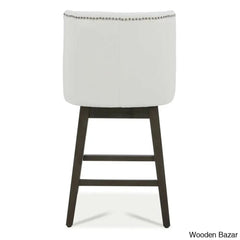 Arvellex Swivel Upholstered 26āā Counter Stool With Solid Wood Frame (Set Of 3)