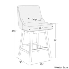 Arvellex Swivel Upholstered 26āā Counter Stool With Solid Wood Frame (Set Of 3)