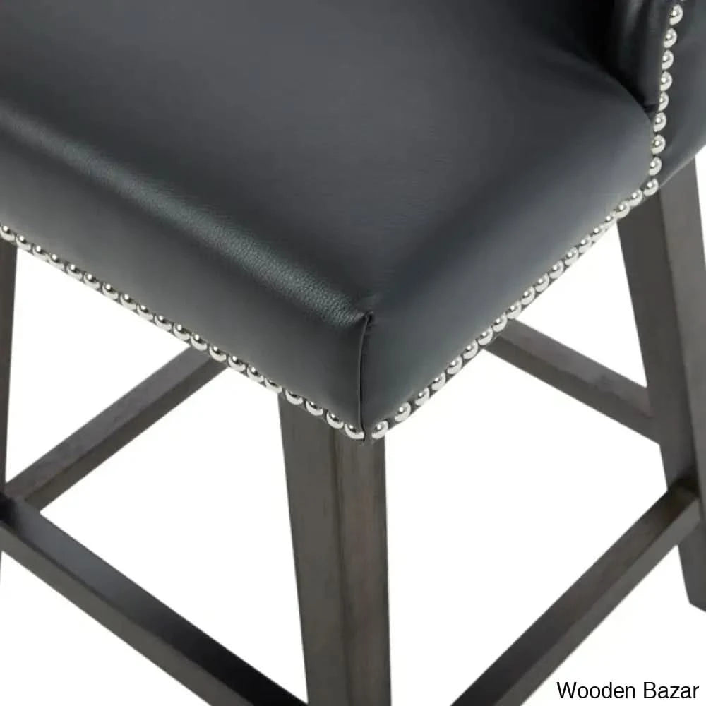 Arvellex Swivel Upholstered 26āā Counter Stool With Solid Wood Frame (Set Of 3)