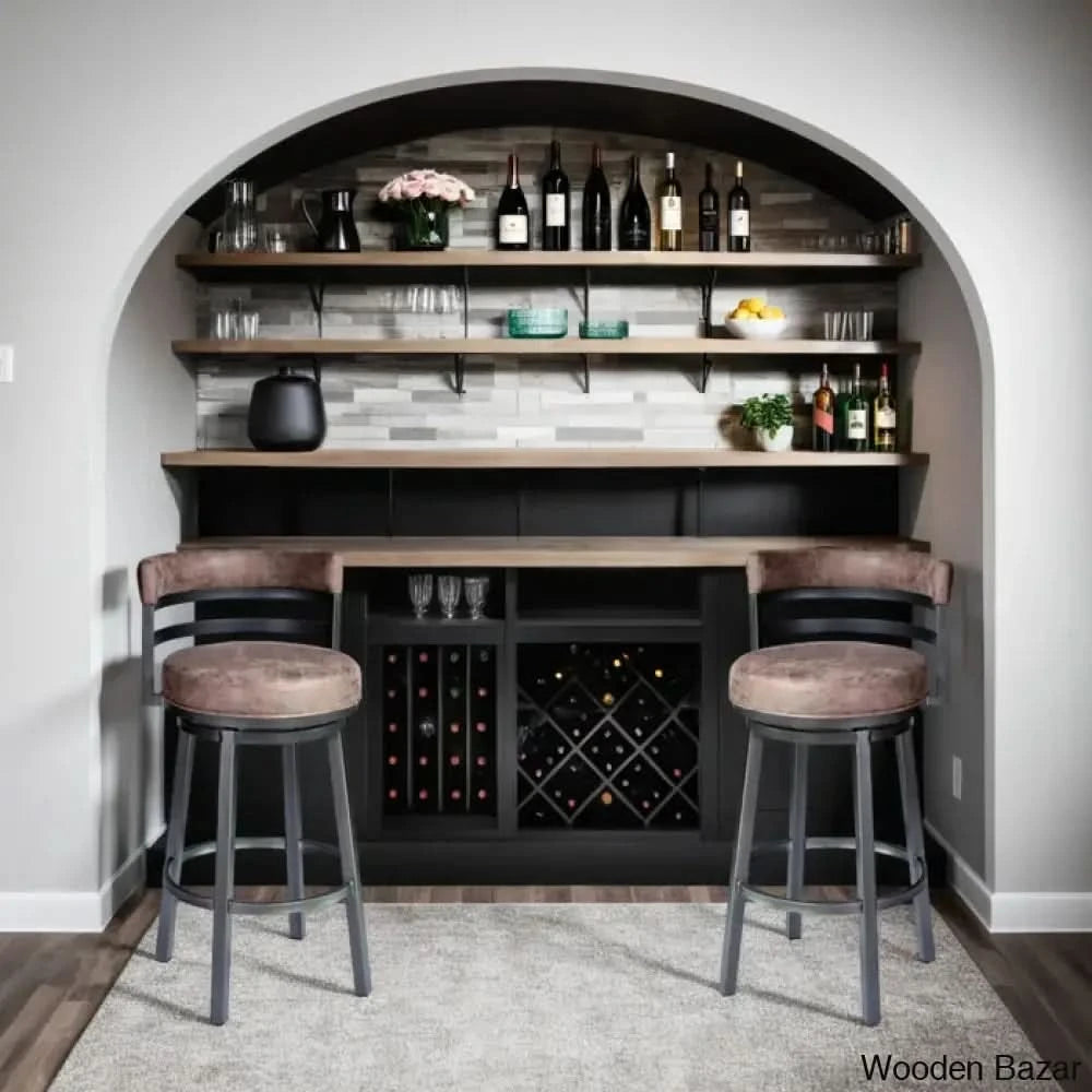 Ashlamario Swivel Counter & Bar Stool With Metal Base And Footrest