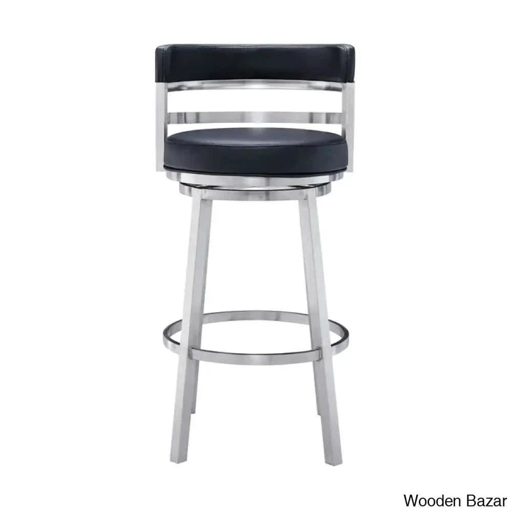 Ashlamario Swivel Counter & Bar Stool With Metal Base And Footrest