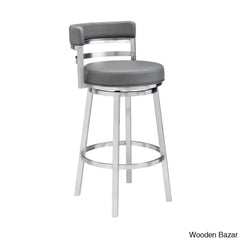 Ashlamario Swivel Counter & Bar Stool With Metal Base And Footrest