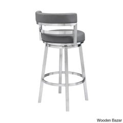 Ashlamario Swivel Counter & Bar Stool With Metal Base And Footrest
