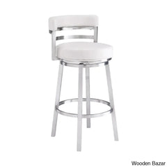 Ashlamario Swivel Counter & Bar Stool With Metal Base And Footrest