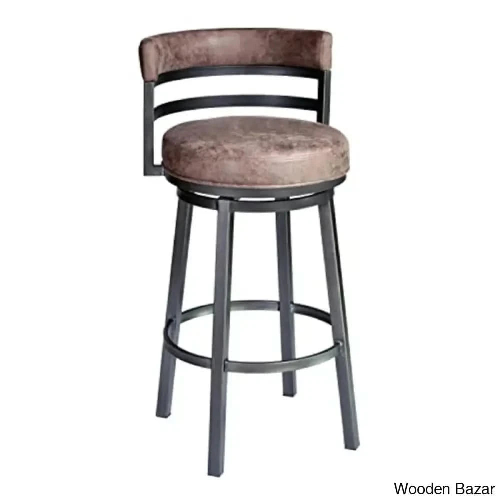 Ashlamario Swivel Counter & Bar Stool With Metal Base And Footrest