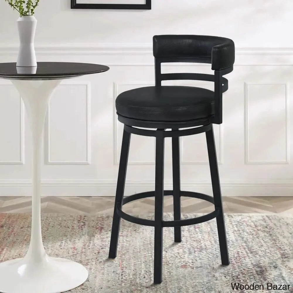 Ashlamario Swivel Counter & Bar Stool With Metal Base And Footrest Black / (26āā Seat Height)