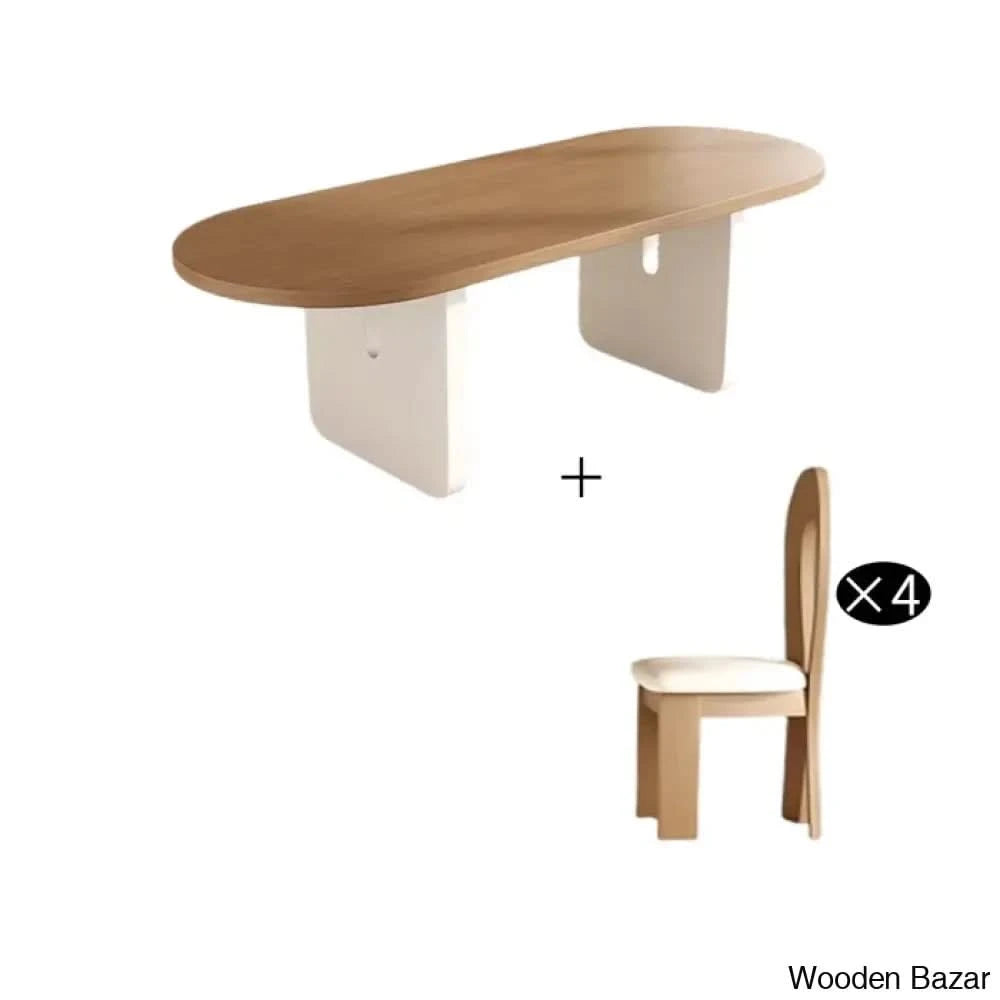 Audie 4 Seater Solid Wood Double Pedestal Dining Set