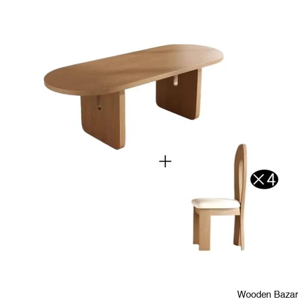 Audie 4 Seater Solid Wood Double Pedestal Dining Set