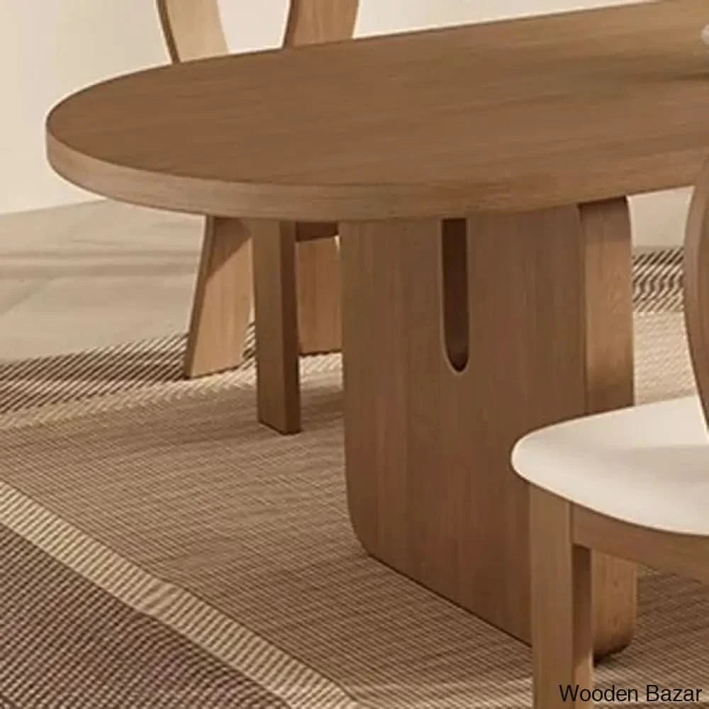 Audie 4 Seater Solid Wood Double Pedestal Dining Set