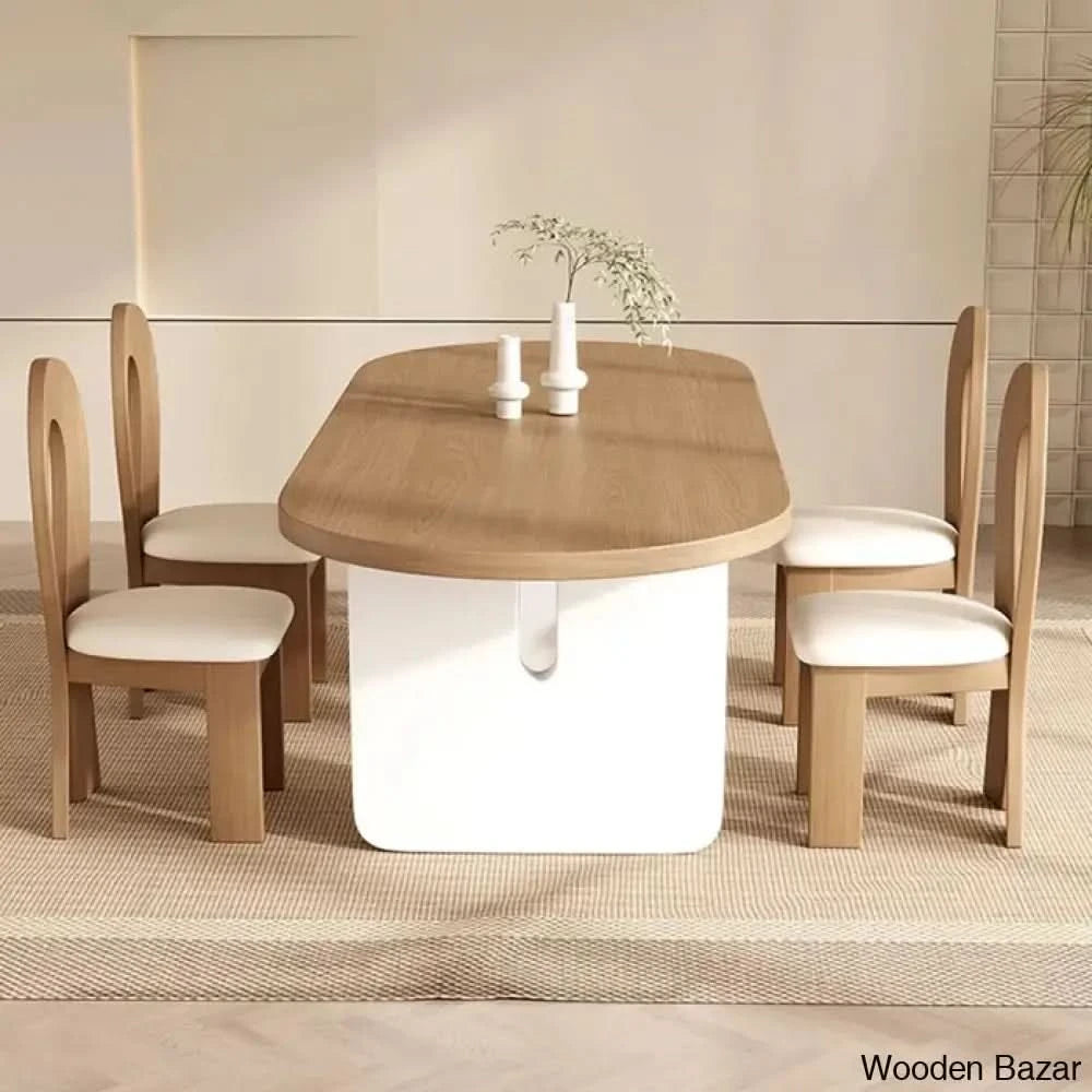 Audie 4 Seater Solid Wood Double Pedestal Dining Set