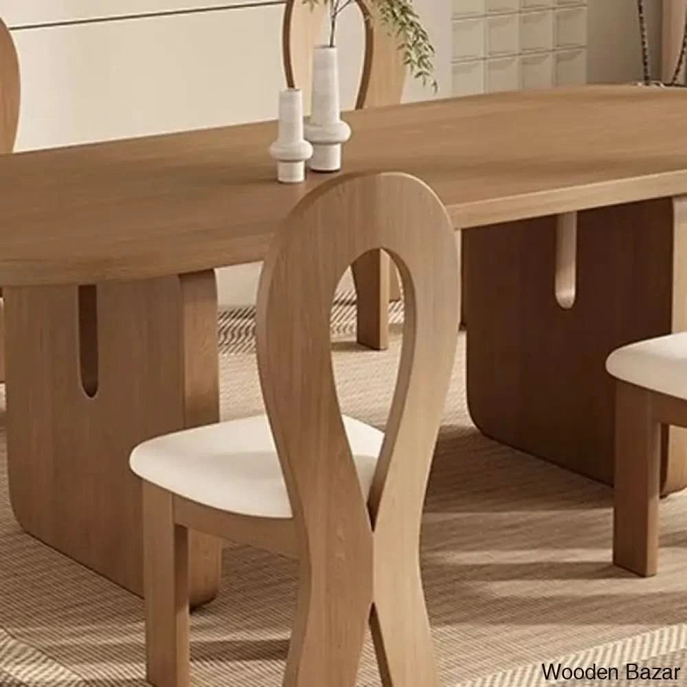 Audie 4 Seater Solid Wood Double Pedestal Dining Set