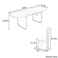 Audie 4 Seater Solid Wood Double Pedestal Dining Set
