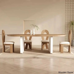 Audie 4 Seater Solid Wood Double Pedestal Dining Set White