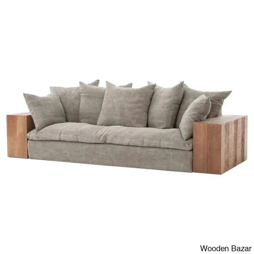 Aurora Contemporary Solid Wood Upholstered Sofa With Sleek Couch For Modern Living Spaces