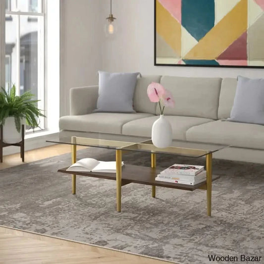 Aurray Glass Top Coffee And Center Table