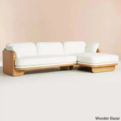 Autumn Mica Solid Teak Wood Sectional Sofa Set With Upholstery