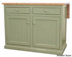 Avant Solid Wood Kitchen Island Trolley Cart Cabinet Kitchen Island With Storage Green