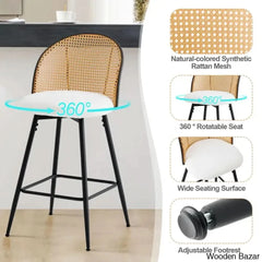 Ayidenc Swivel Boucle Upholstered Counter & Bar Stool (Set Of 3)