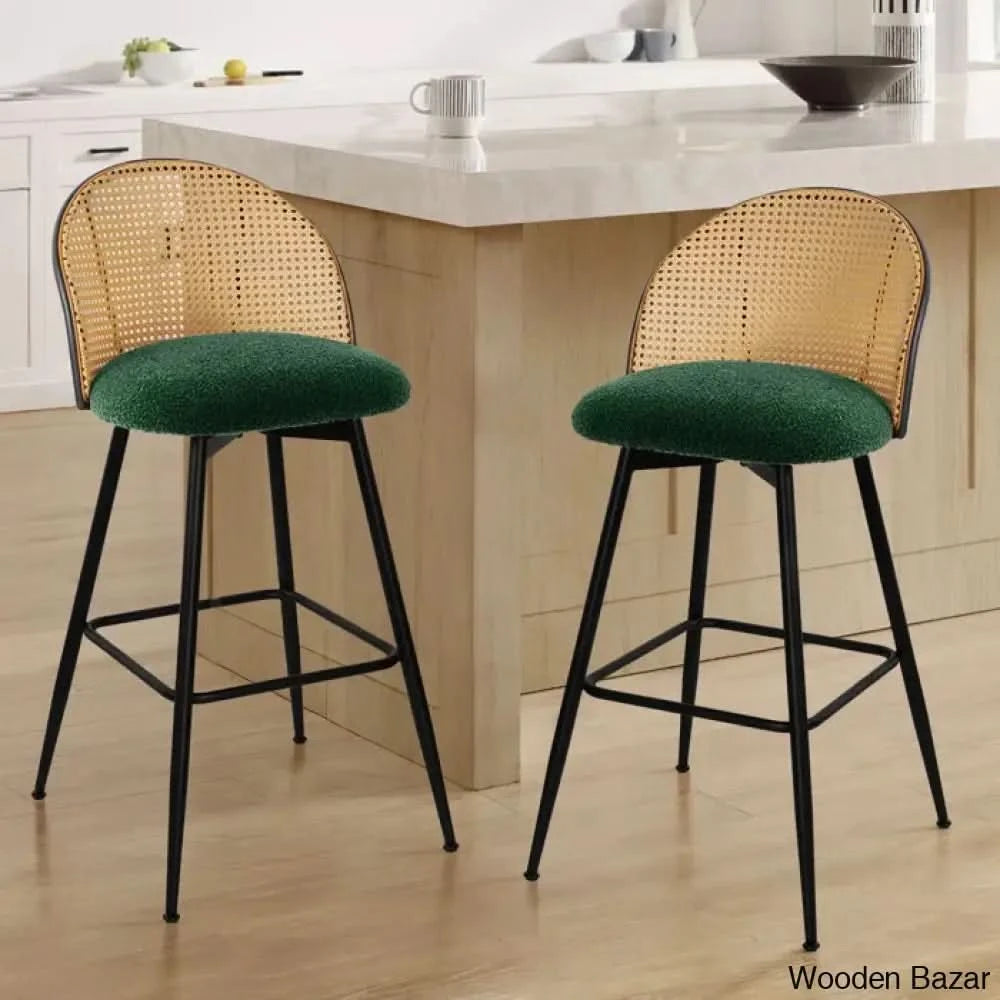 Ayidenc Swivel Boucle Upholstered Counter & Bar Stool (Set Of 3)