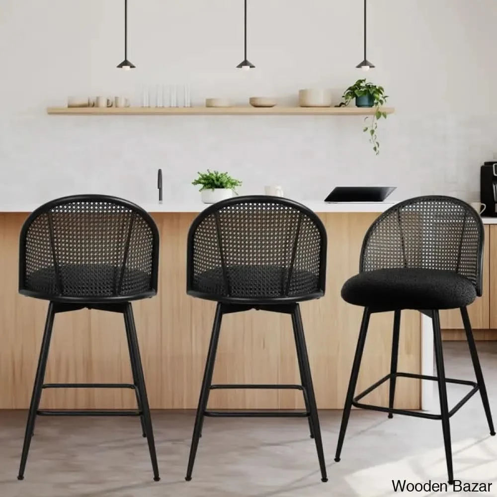 Ayidenc Swivel Boucle Upholstered Counter & Bar Stool (Set Of 3)