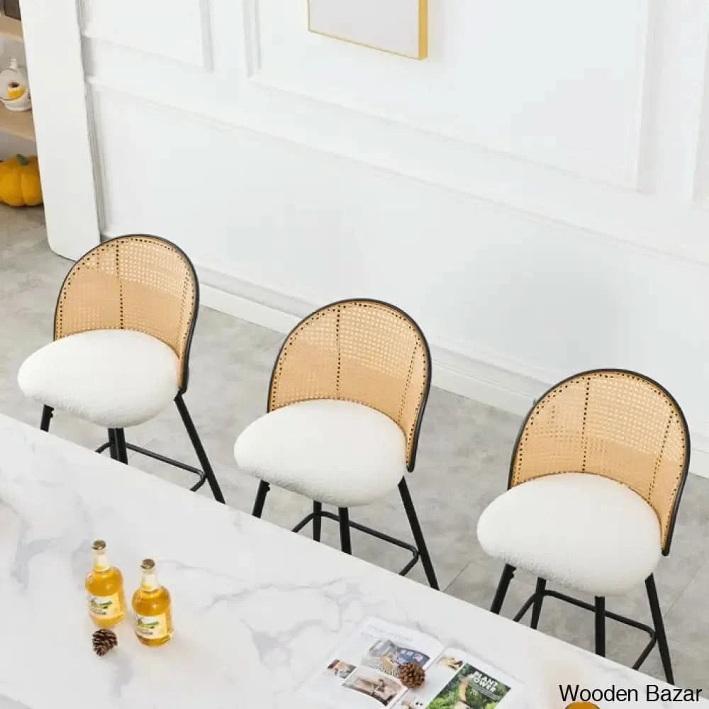 Ayidenc Swivel Boucle Upholstered Counter & Bar Stool (Set Of 3)