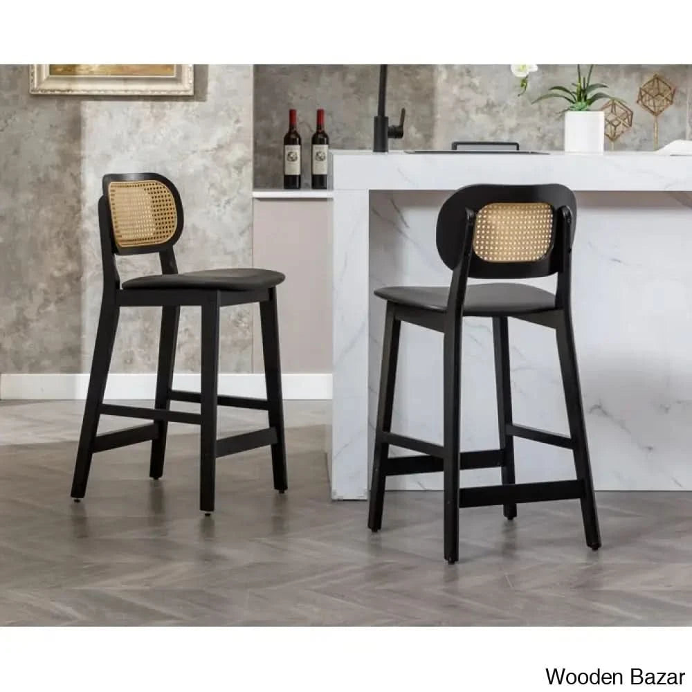 Azaraho Swivel Solid Wood 25.5āā Counter And Bar Stool (Set Of 2)