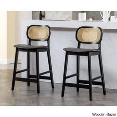 Azaraho Swivel Solid Wood 25.5āā Counter And Bar Stool (Set Of 2)